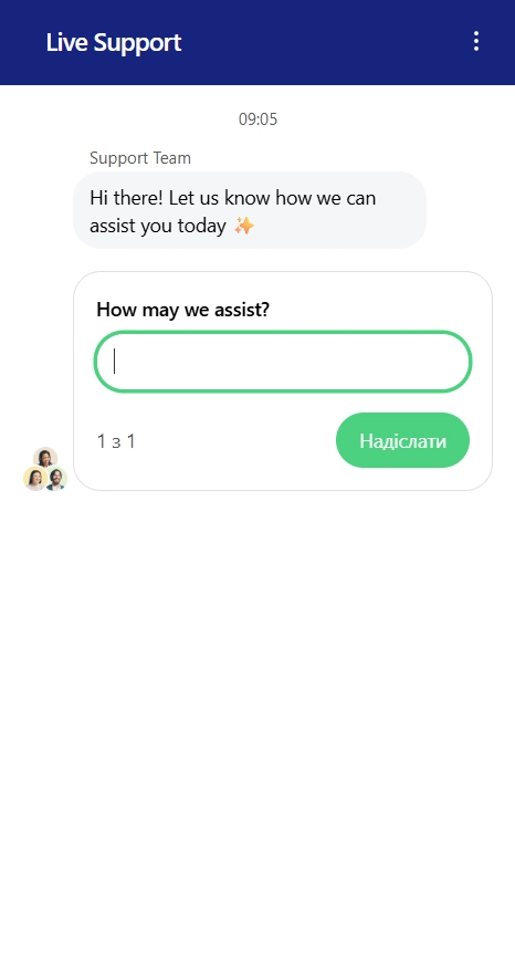 TrustStake Casino live chat support window on mobile device